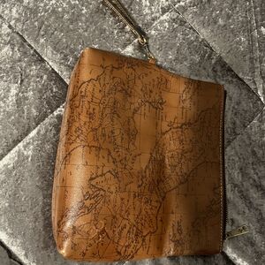 Patricia Nash Tan Leather Map Print Clutch